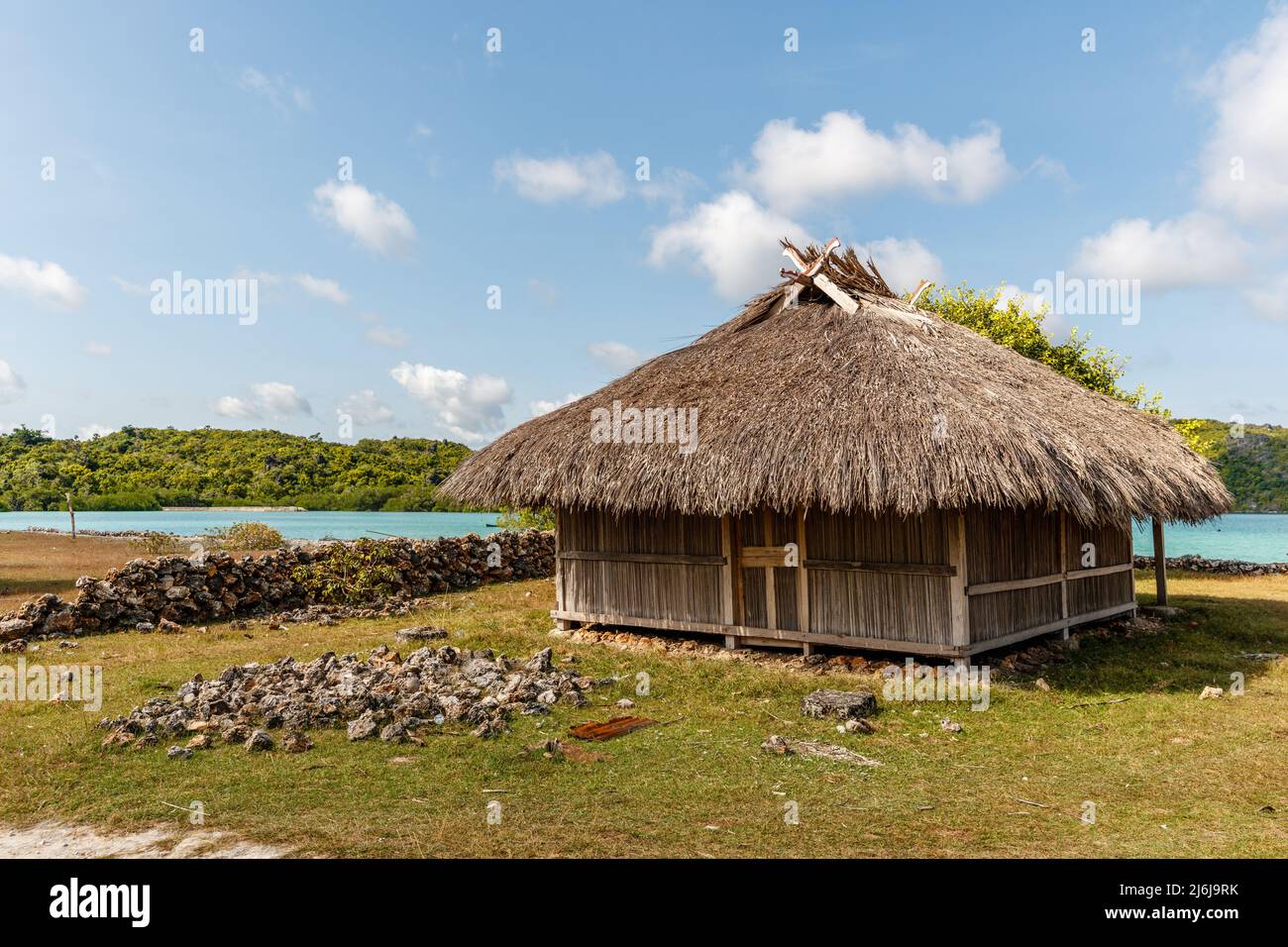 Traditional house in a coastal village Oeseli at Rote Island, East Nusa Tenggara province, Indonesia Stock Photo