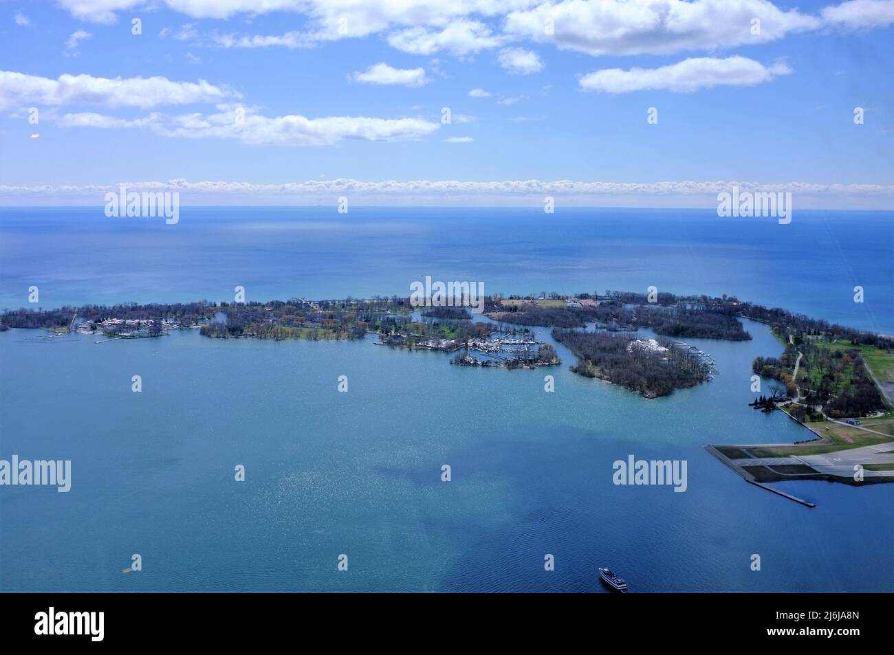 Toronto Island as seen from the top of the CN Tower Stock Photo