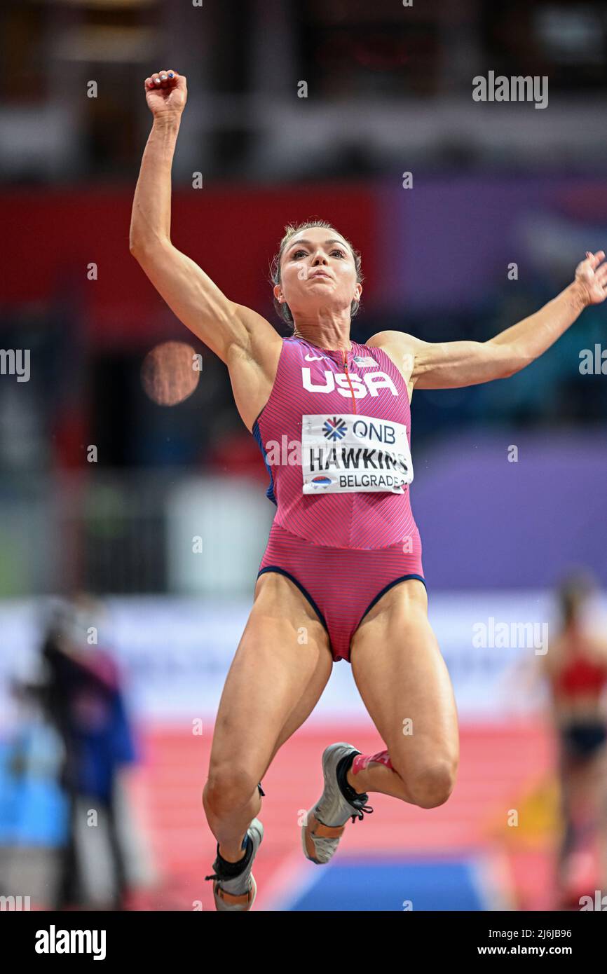 Chari Hawkins participating in the Belgrade 2022 World Indoor ...