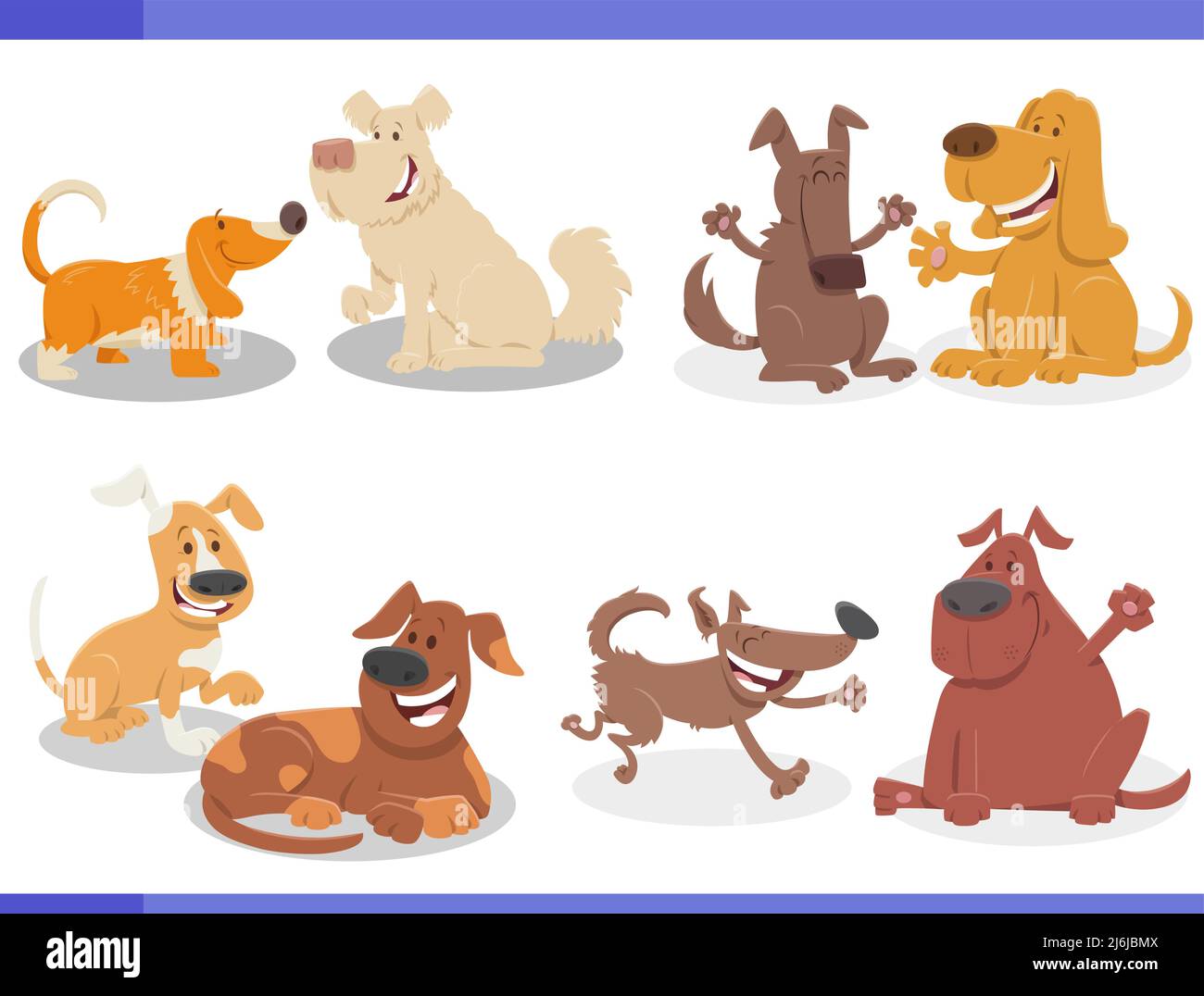 Cartoon illustration of funny dogs and puppies animal characters set ...