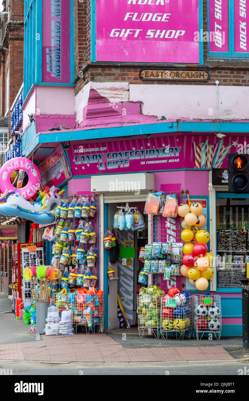 Seaside shop selling traditional seaside toys and amusements, Scarborough Yorkshire, UK 2022 Stock Photo