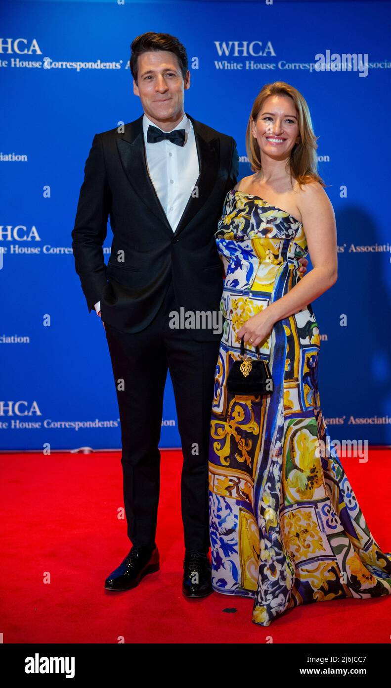 Tony Dokoupil and Katy Tur arrives for the 2022 White House Correspondents Association Annual Dinner at the Washington Hilton Hotel in Washington, DC on Saturday, April 30, 2022.  This is the first time since 2019 that the WHCA has held its annual dinner due to the COVID-19 pandemic. Credit: Rod Lamkey / CNP/Sipa USA Stock Photo