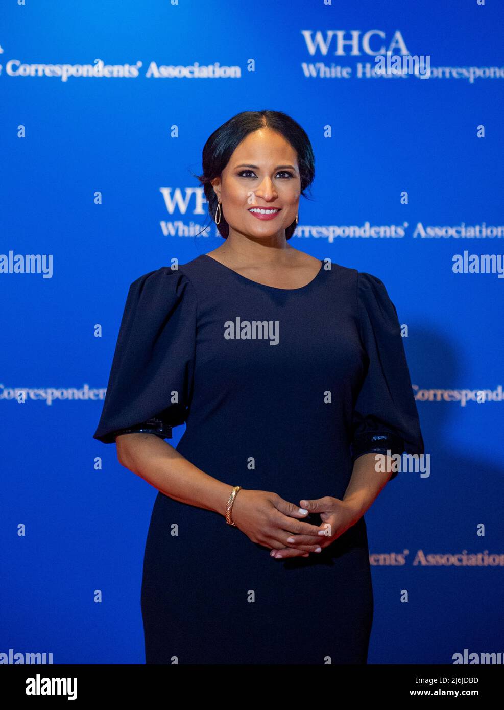 Kristen Welker arrives for the 2022 White House Correspondents Association Annual Dinner at the Washington Hilton Hotel in Washington, DC on Saturday, April 30, 2022.  This is the first time since 2019 that the WHCA has held its annual dinner due to the COVID-19 pandemic. Credit: Rod Lamkey / CNP/Sipa USA Stock Photo