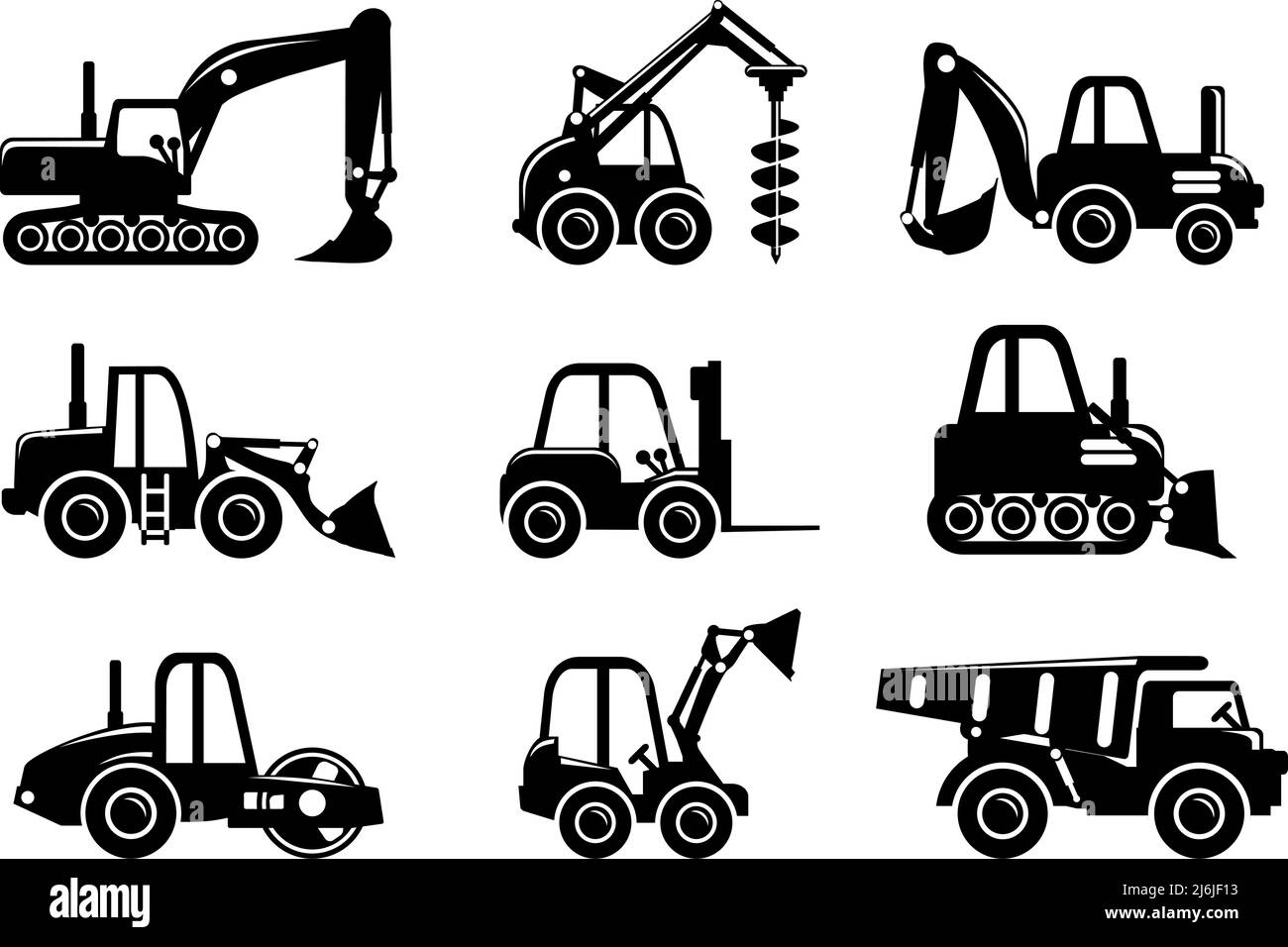 Different kind of toys heavy equipment and machinery isolated on white