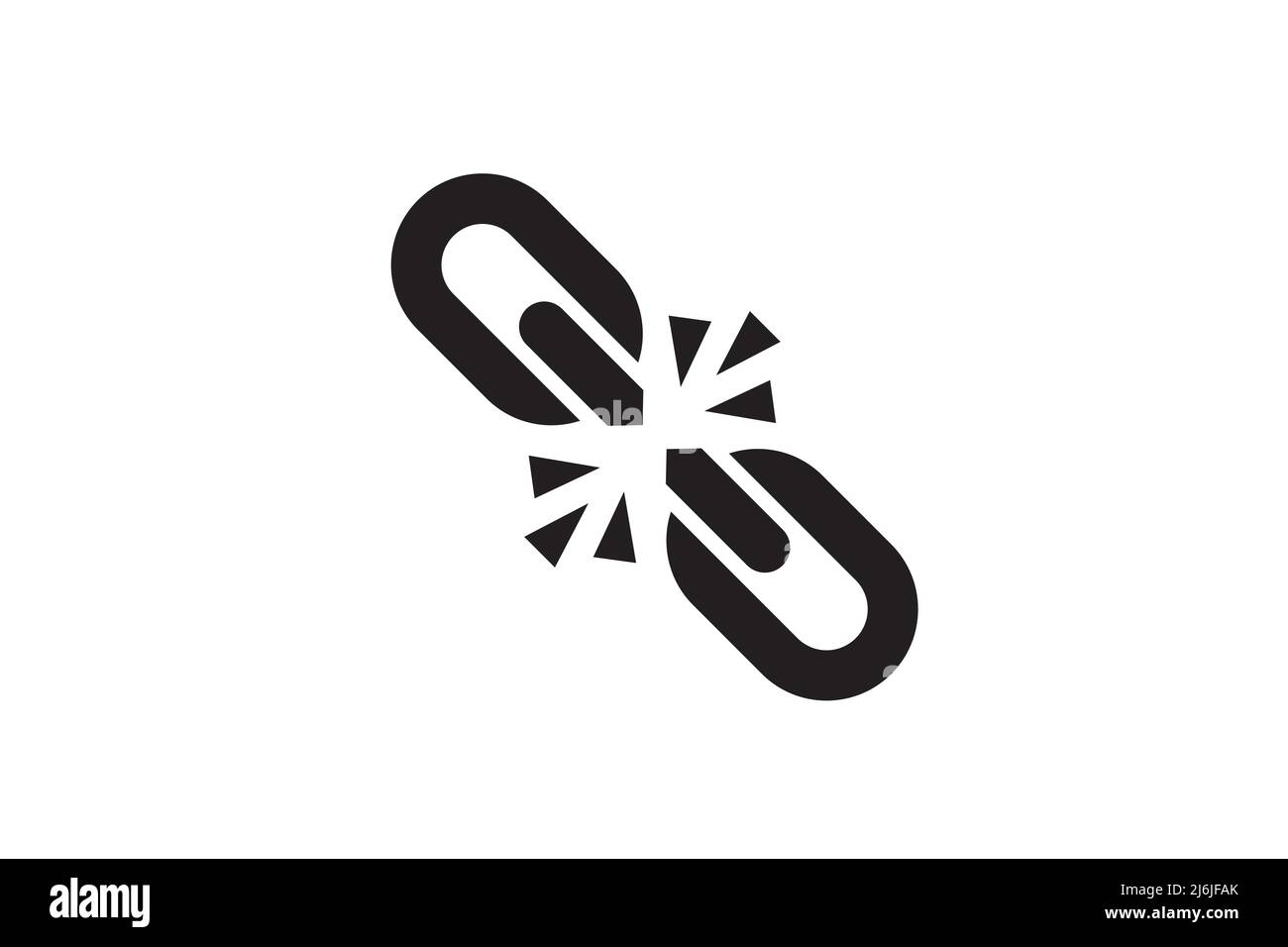 Broken chain as a symbol of freedom from slavery. Link damage vector