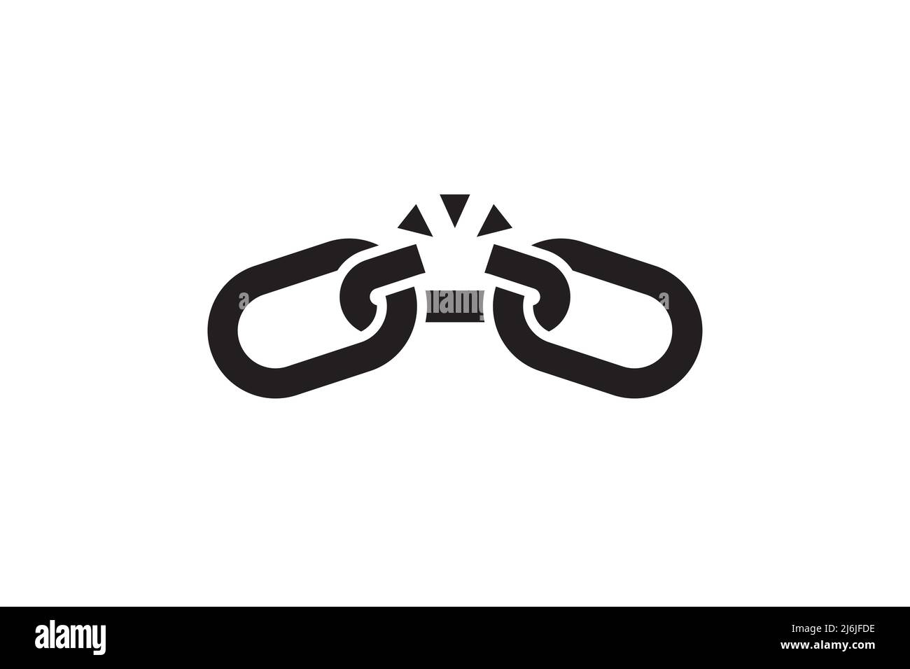 Broken chain as a symbol of freedom from slavery. Link damage vector illustration. Stock Vector