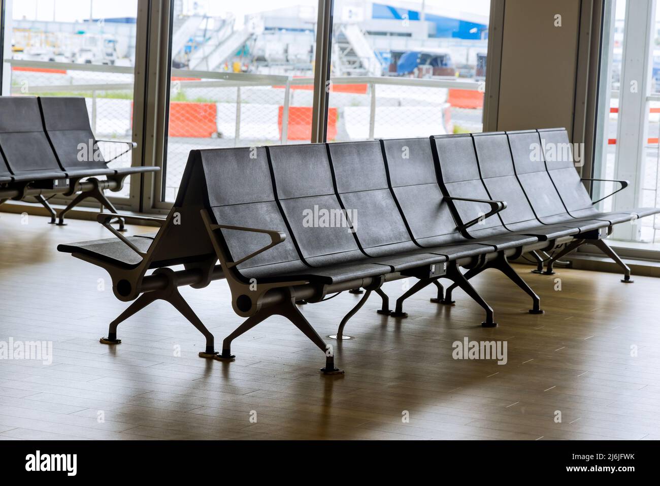 International airport interior airport lounge gate passenger airplane waiting the gate Stock Photo