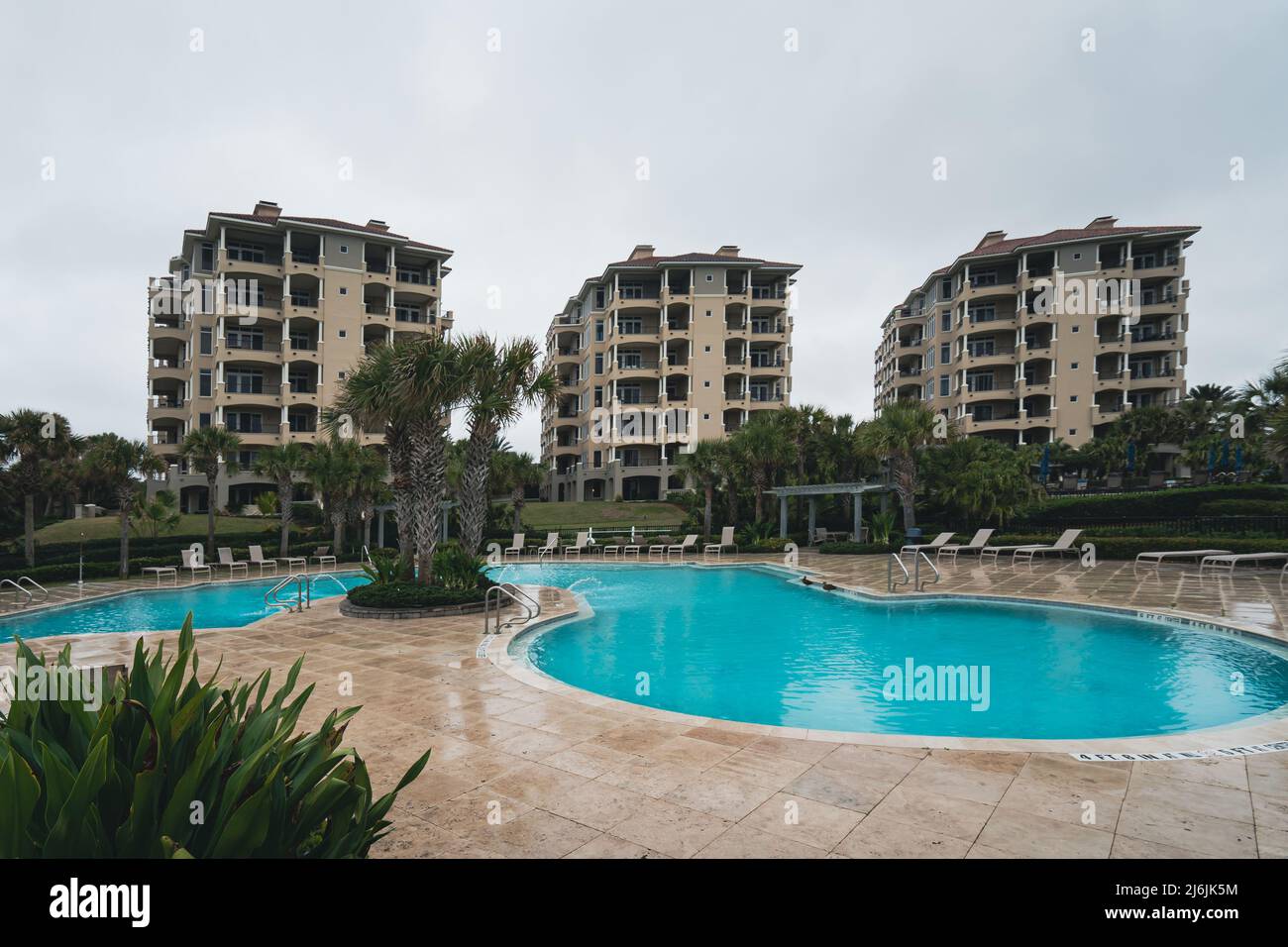 High rise condos with pool on beach of Amelia Island, Florida Stock Photo