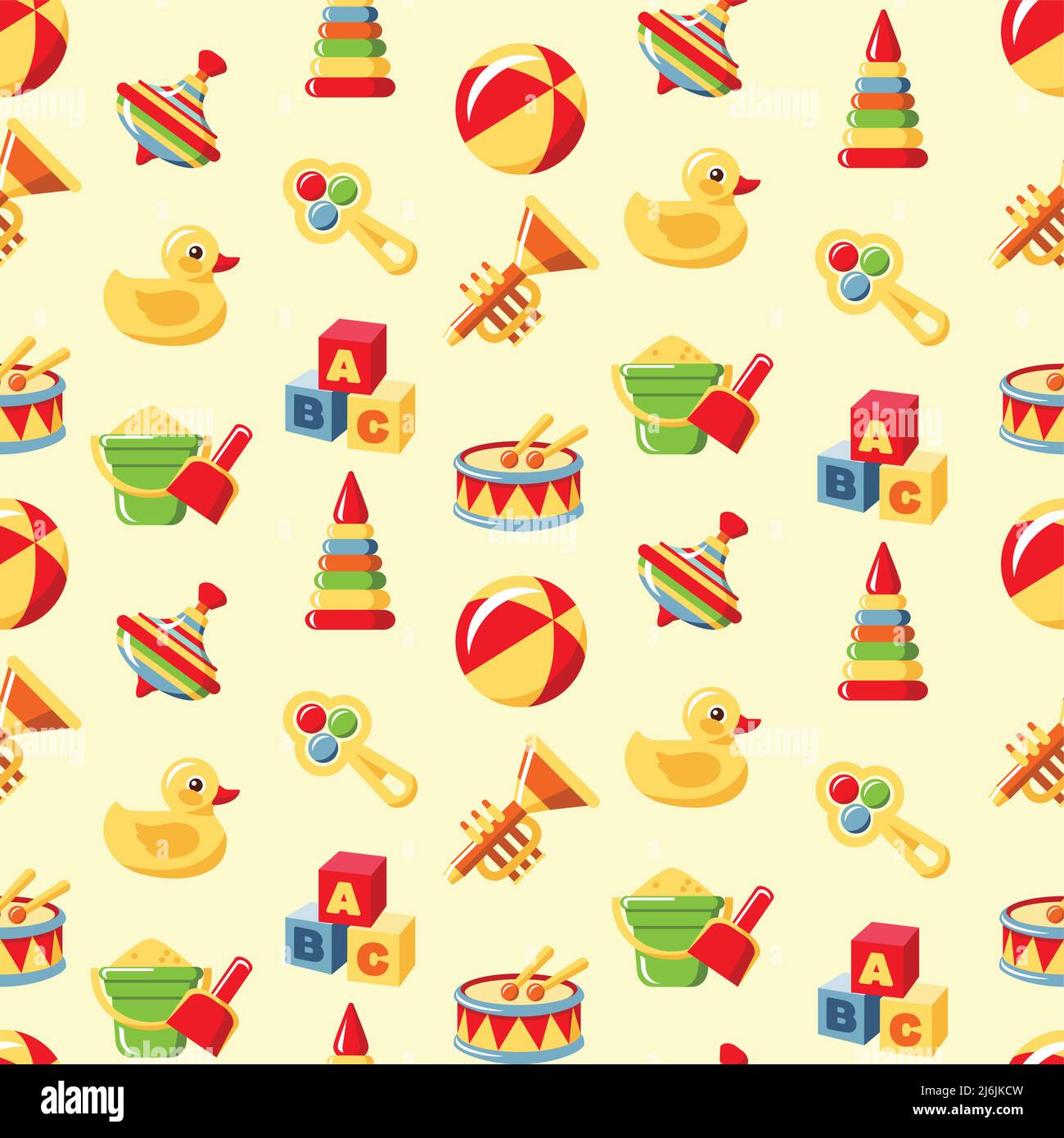 Colorful pattern with different kind of toys Stock Vector