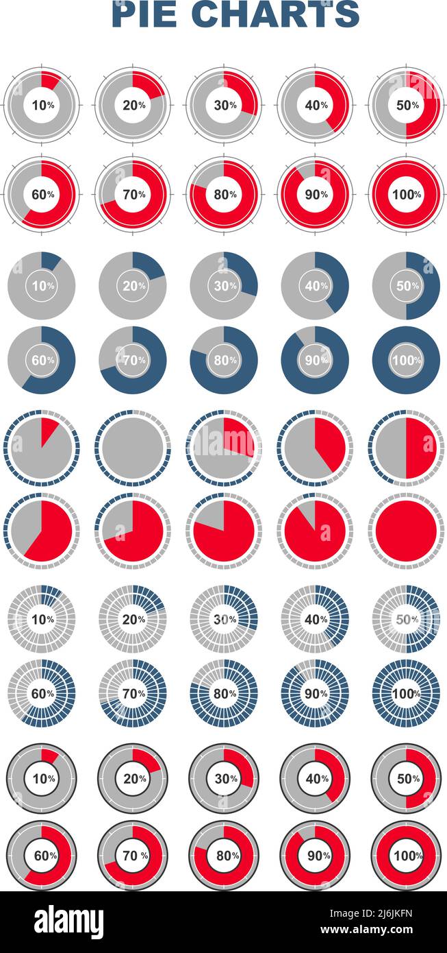 Different types of pie chart. Vector illustration of business ...
