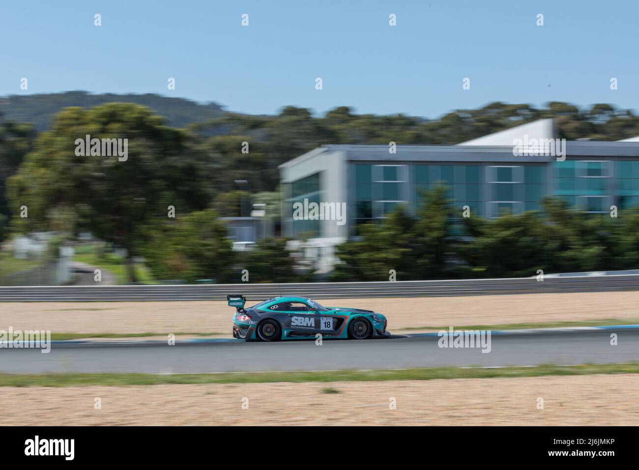 April 30, 2022. Estoril, Portugal. The #18 Theeba Motorsport - Mercedes AMG GT3 2022, driven by Reema Juffali (SAU) and Adam Christodoulou (GBR) in action during the Round 1 of the International GT Open © Alexandre de Sousa/Alamy Live News Stock Photo