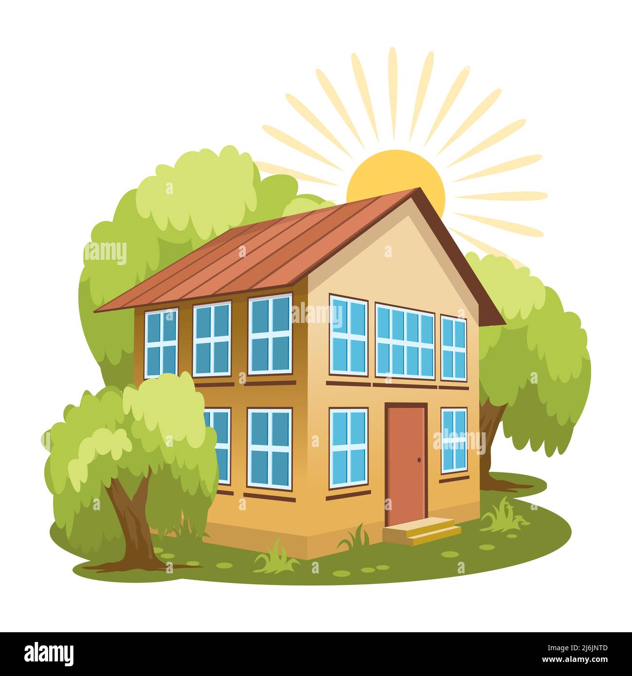 Summer landscape. House surrounded by trees Stock Vector Image & Art ...