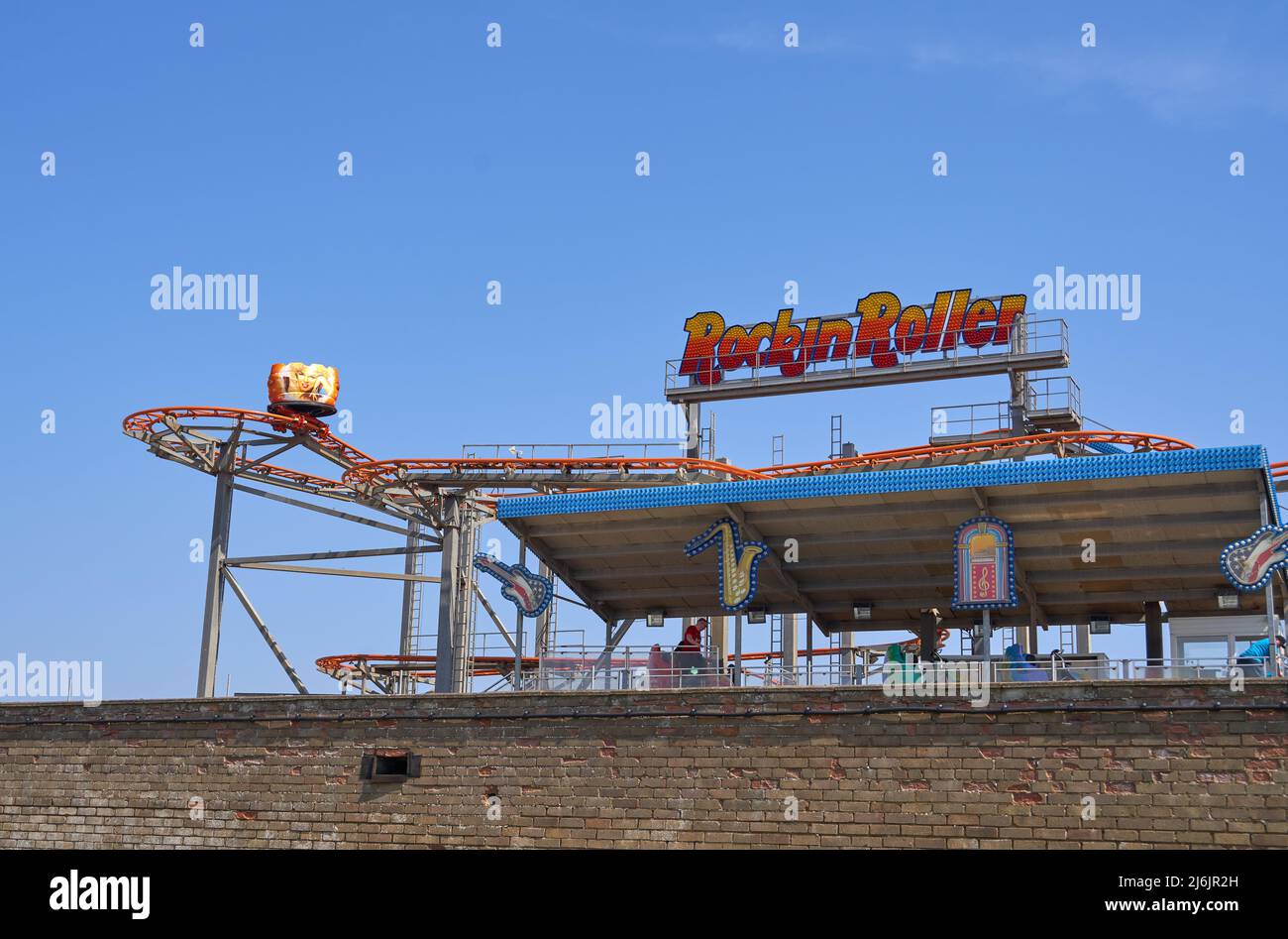 Roller coaster ride at Skegness, UK Stock Photo