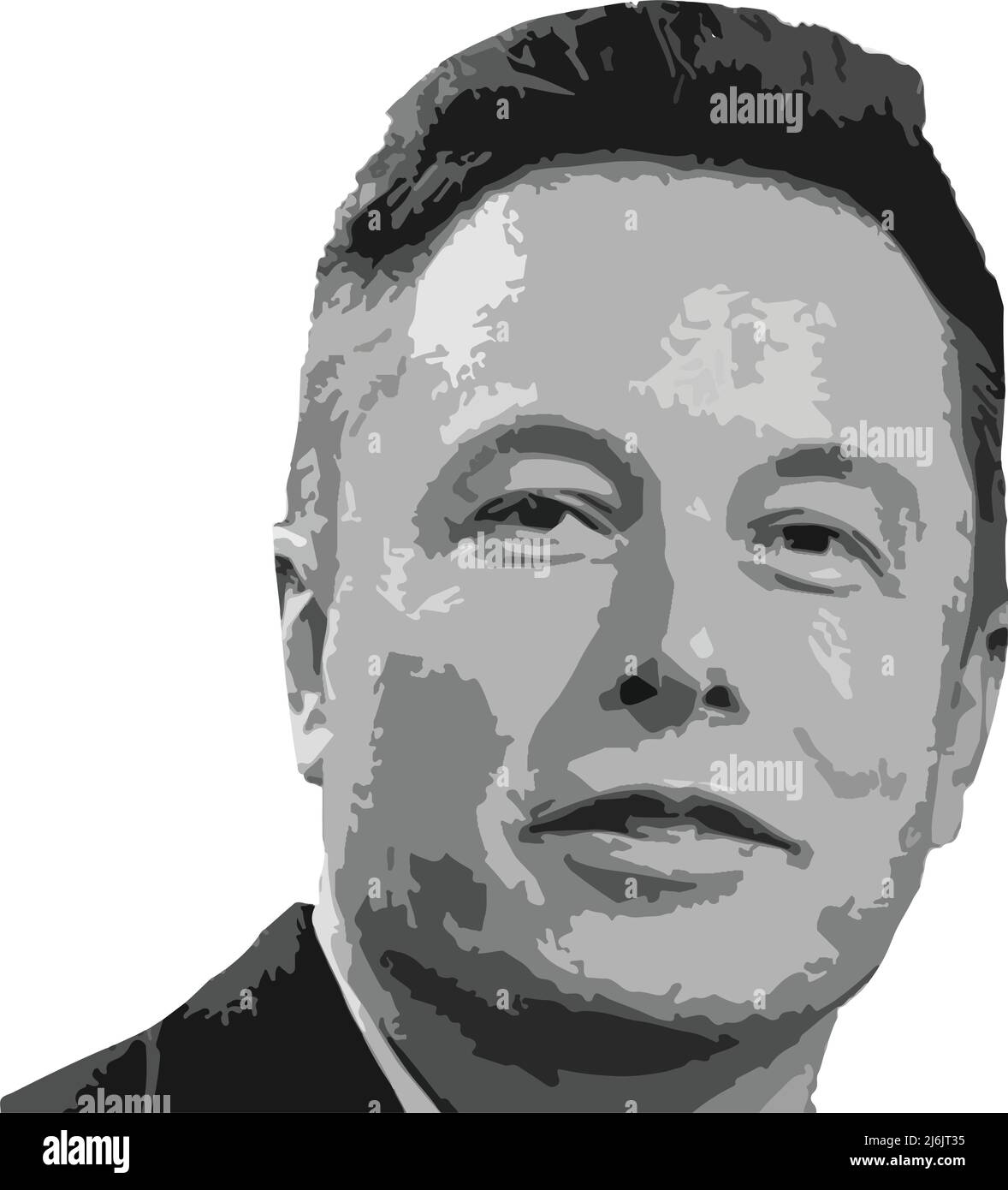Elon Musk grey color vector portrait for project Stock Vector