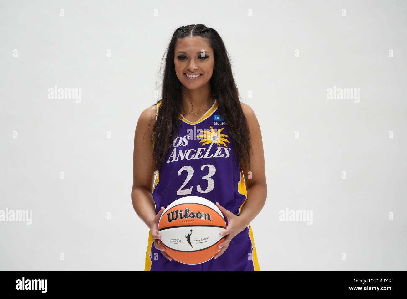 Los Angeles Sparks guard Lexi Gordon (23) poses during media day