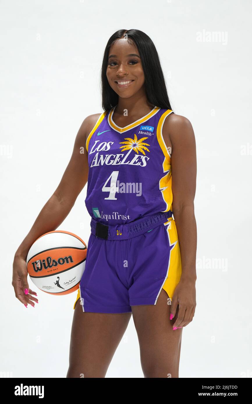 Los Angeles Sparks guard Lexie Brown (4) poses during media day