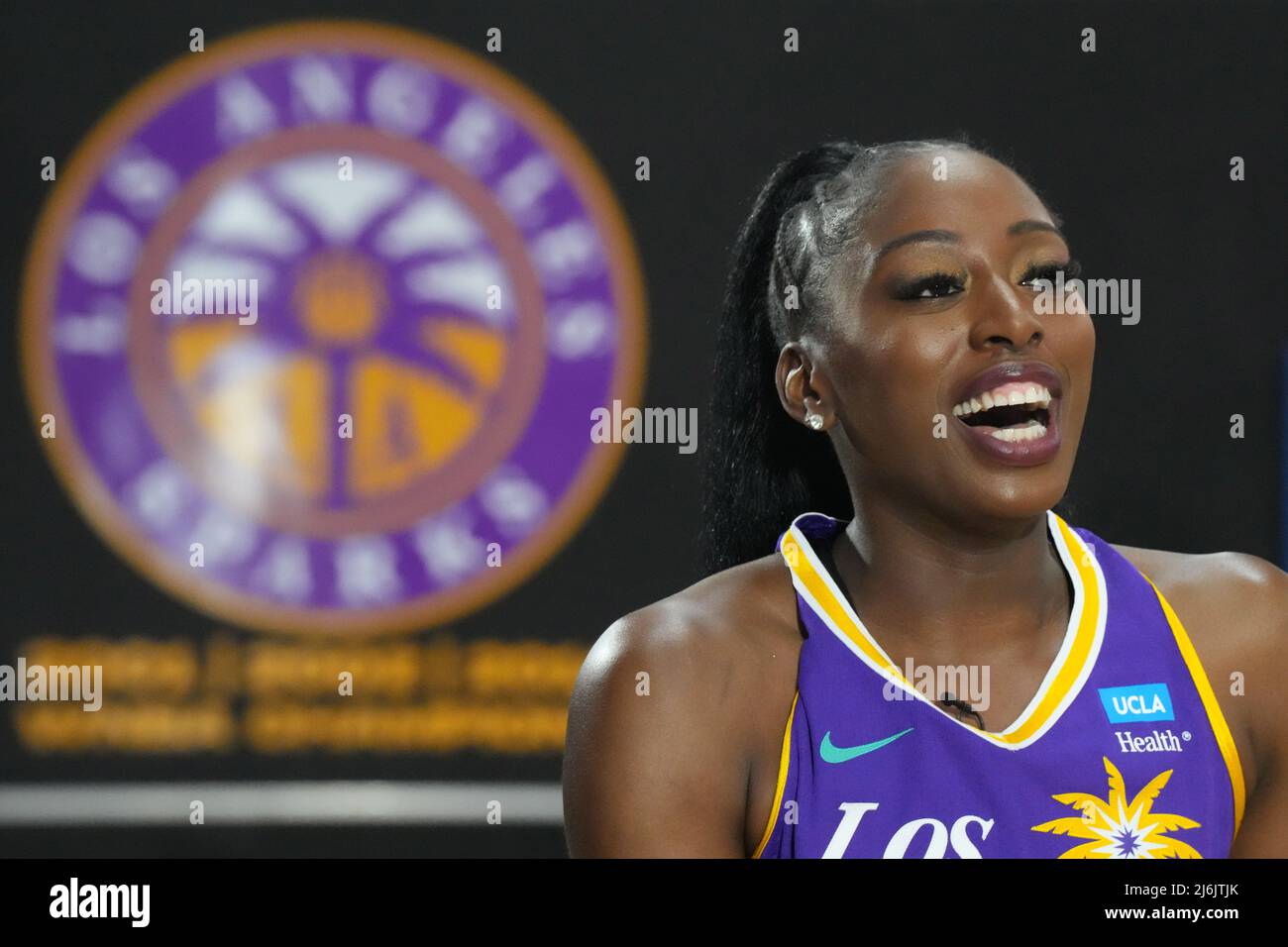 Los Angeles Sparks Forward Chiney Ogwumike 13 During Media Day Wednesday Apr 27 2022 In 