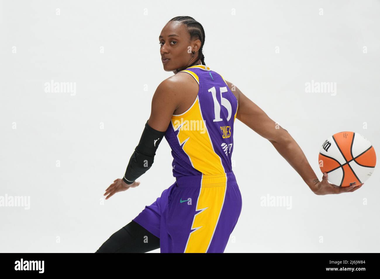 Los Angeles Sparks guard Brittney Sykes (15) poses during media day,  Wednesday, Apr. 27, 2022, in Torrance, Calif. (Photo by Image of Sport/Sipa  USA Stock Photo - Alamy