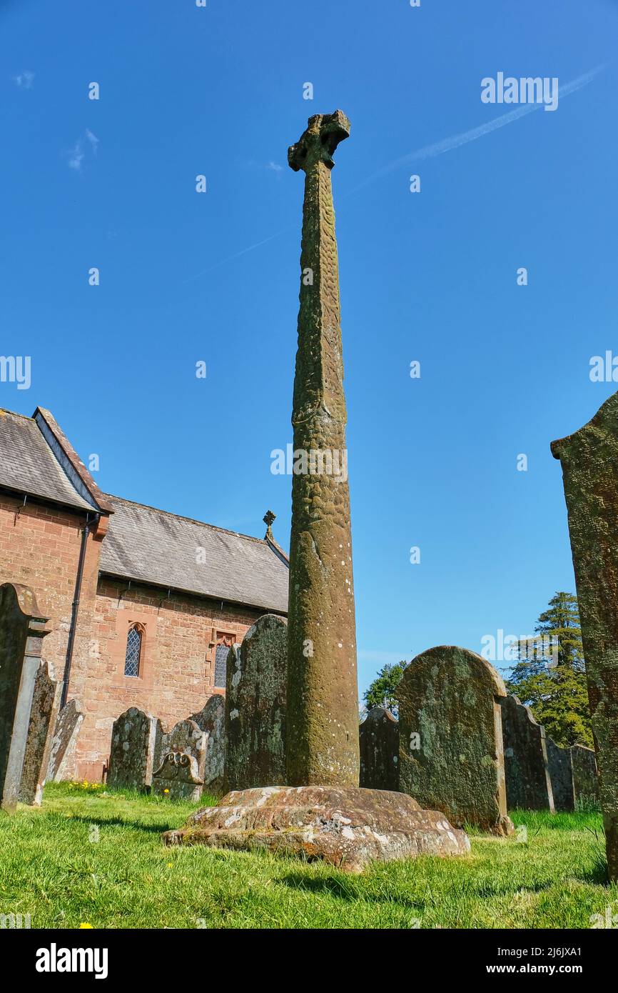 Viking Cross at St Mary's Church, Gosforth, Lake District, Cumbria Stock Photo
