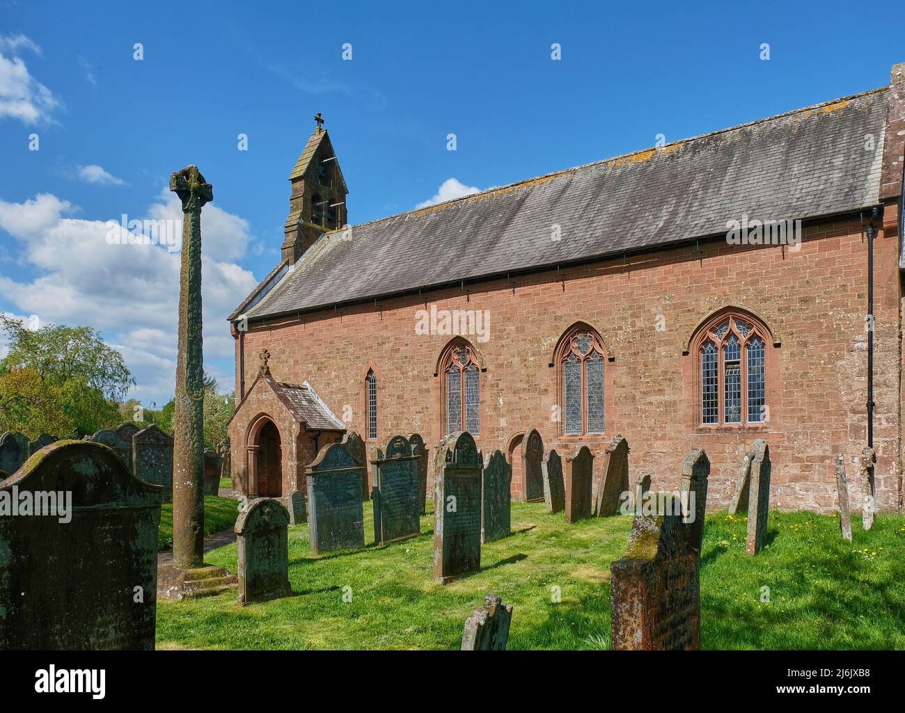 Viking Cross at St Mary's Church, Gosforth, Lake District, Cumbria Stock Photo