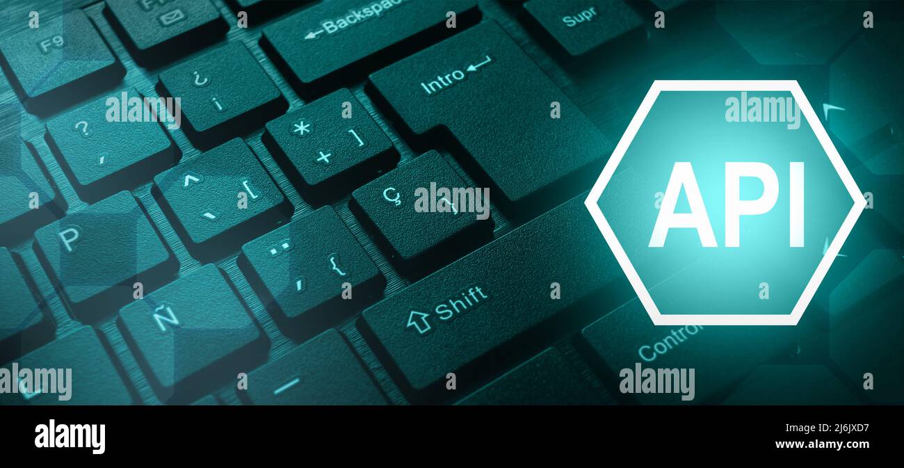 Keyboard with API acronym word icon. Internet and technology concept ...