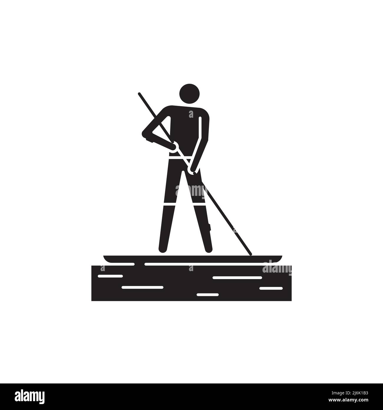 Paddleboarding color line icon. Isolated vector element. Outline pictogram for web page, mobile app, promo Stock Vector