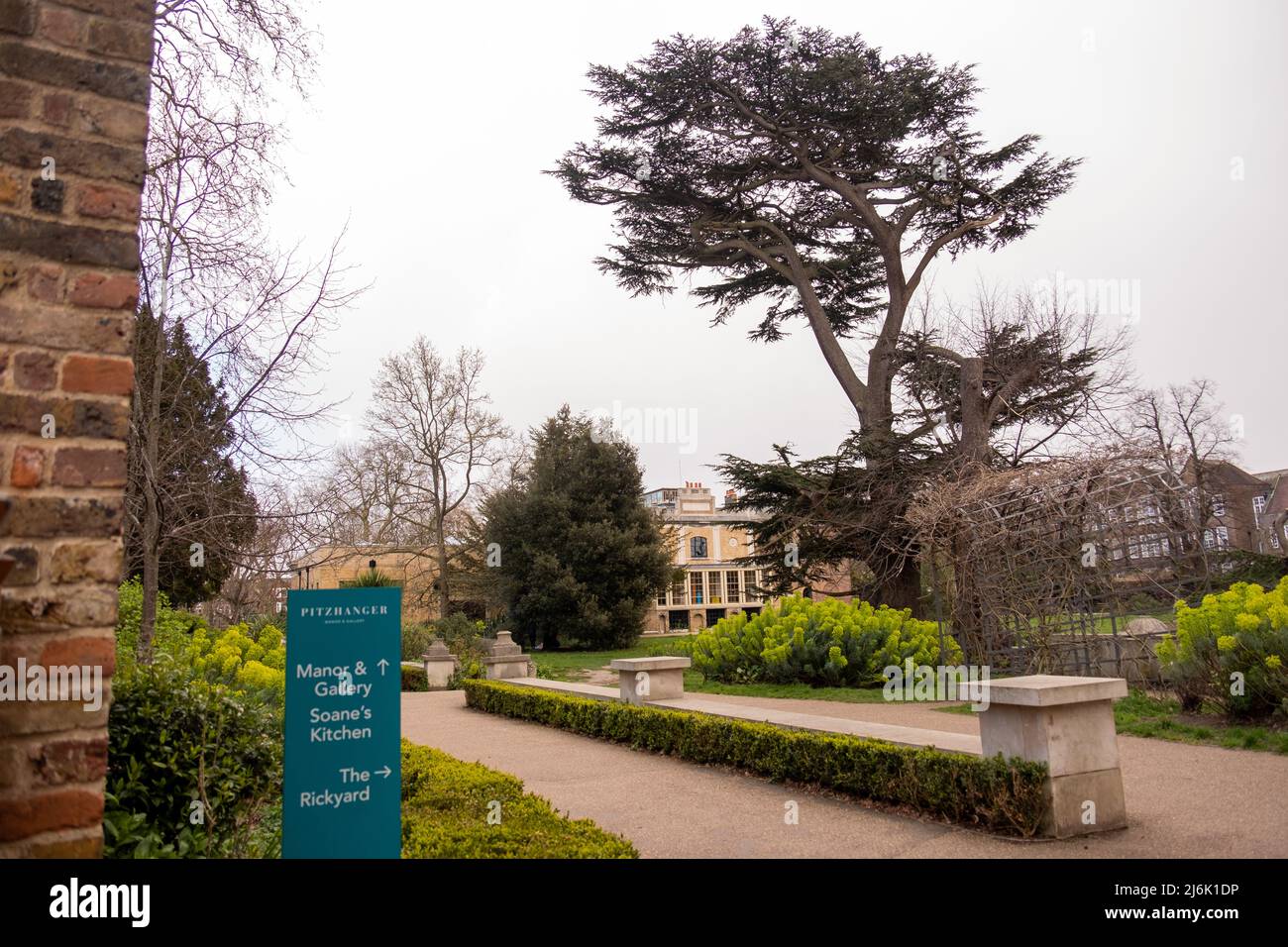 London- April 2022: Pizthanger Manor, a historic house in Ealing, west London- recently reopened as a local attraction with gallery and grounds Stock Photo