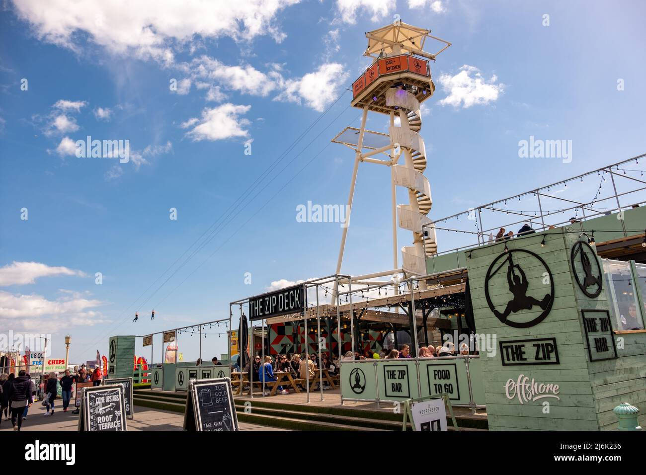 Brighton- April 2022: Brighton Beach Front-  Victorian structure and amusement park in the popular and fashionable coastal town in South England Stock Photo