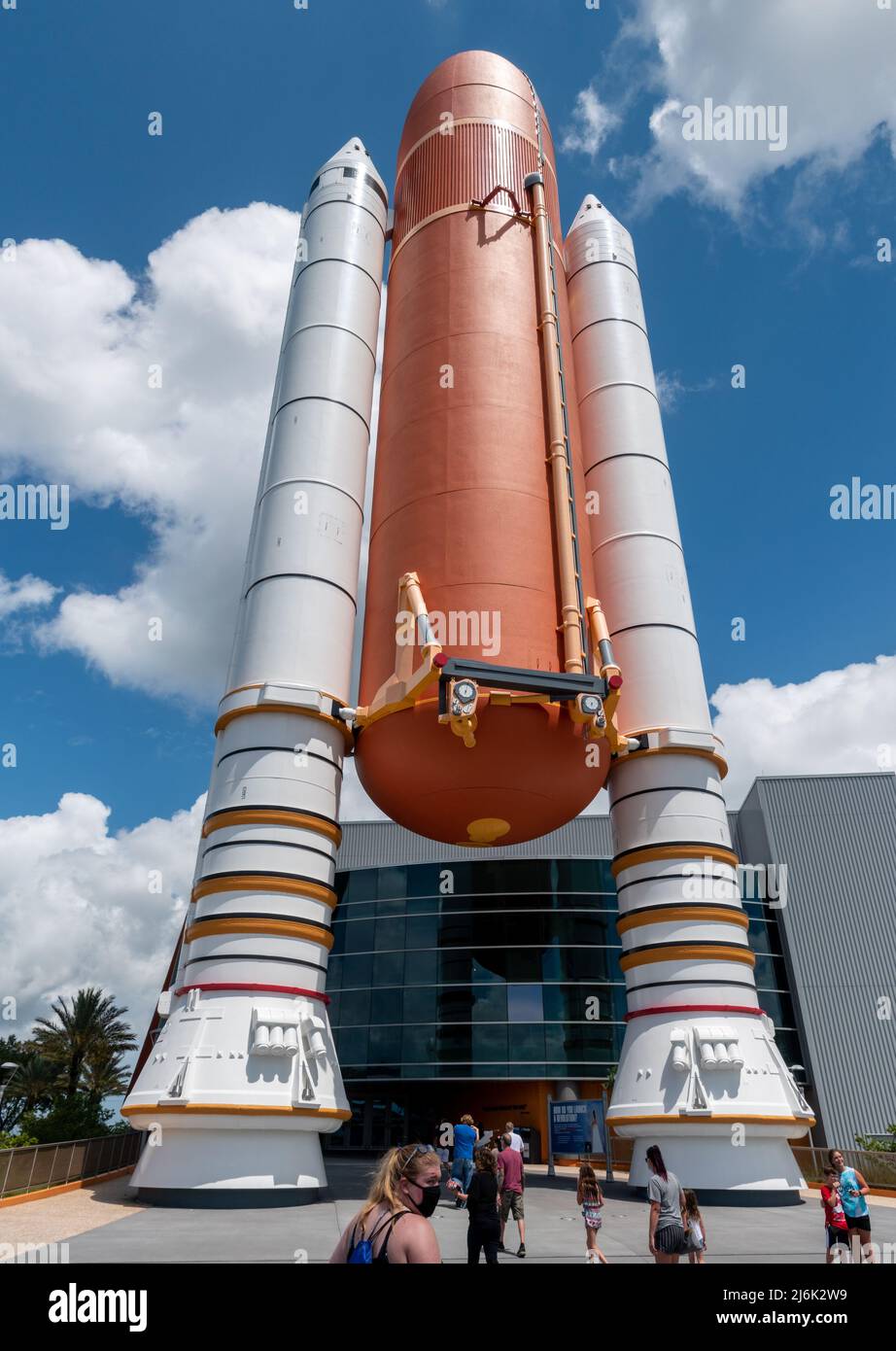 The solid and liquid rocket boosters from the space shuttle Atlantis Stock Photo