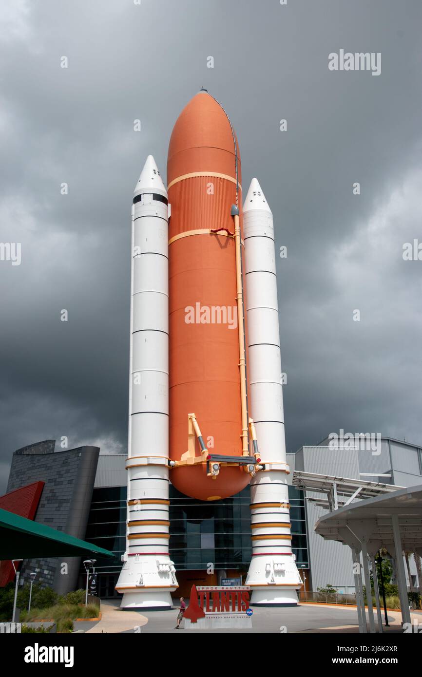 The solid and liquid rocket boosters from the space shuttle Atlantis Stock Photo