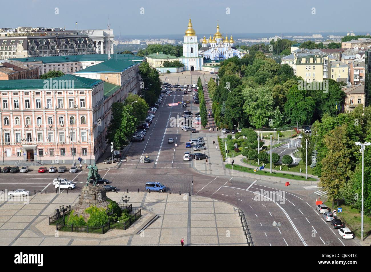 Sofia Square and St. Michael's Golden-Domed Monastery in Kiev Stock Photo