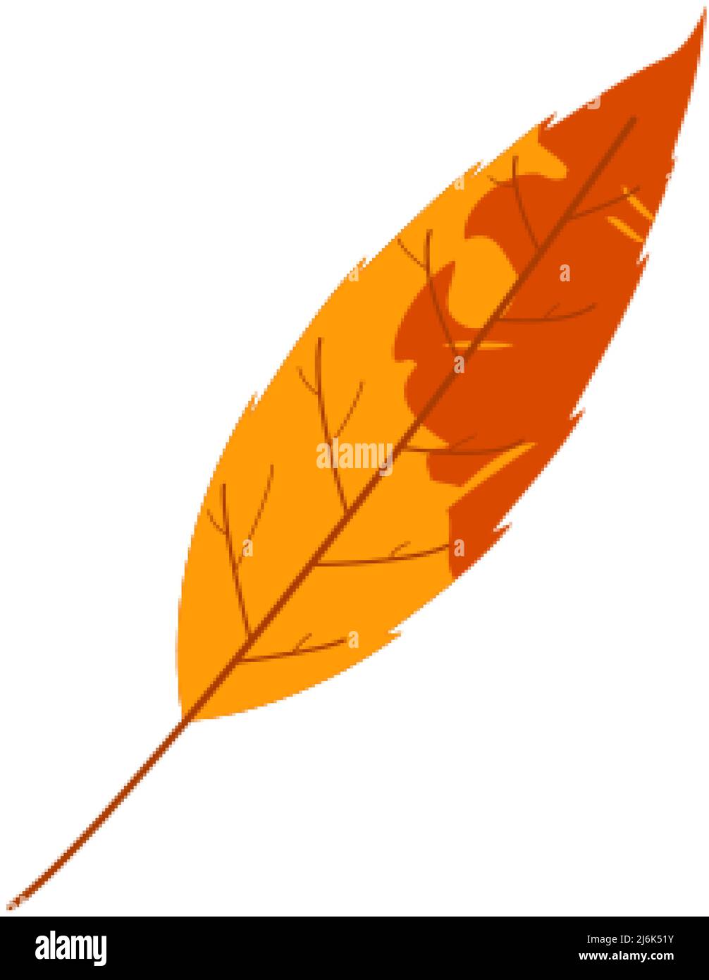 Withered autumn motley leaf. Fallen leaf with blot texture. Stock Vector