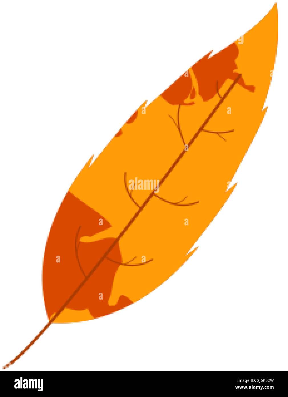 Withered autumn motley leaf. Fallen leaf with blot texture. Stock Vector