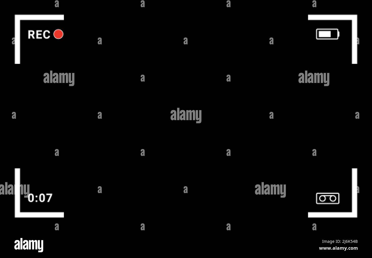 16x10 video camera frame. Camcorder ui overlay. Videocamera frame with