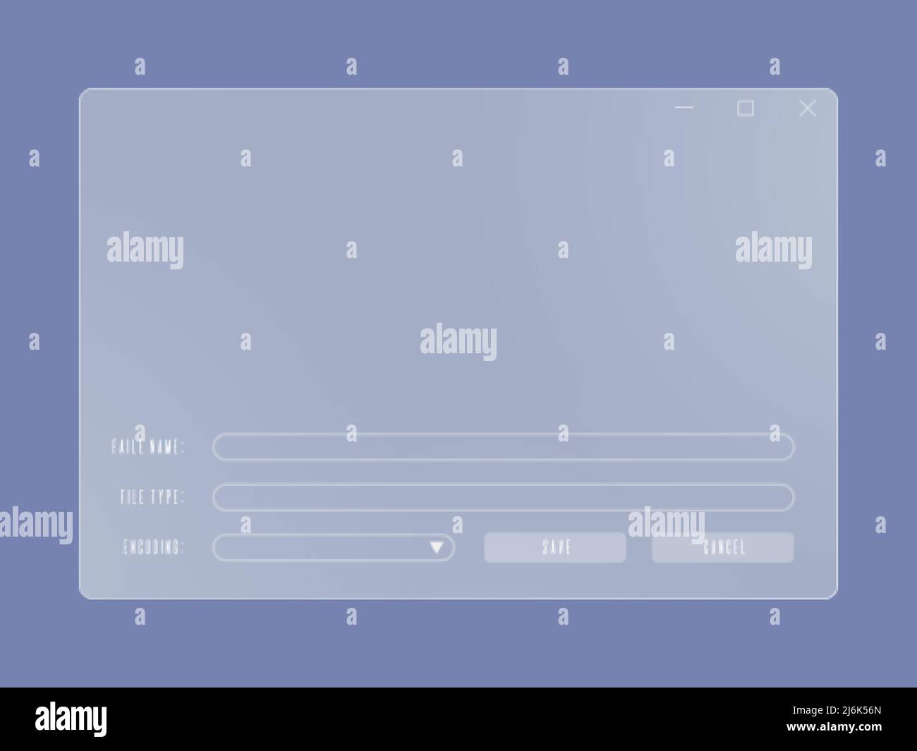 System file explorer window of transparent frosted glass. Files manager plastic frame Stock Vector