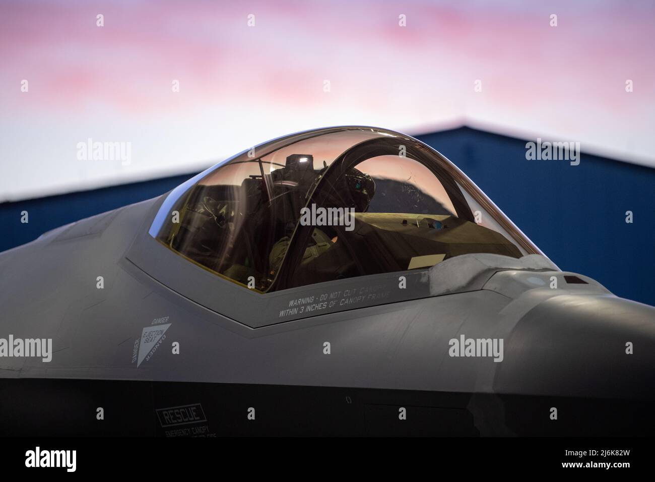 Vermont Air National Guard Base, USA. 2nd May, 2022. Credit: TSgt. Richard Mekkri/US Air Force/Alamy Live NewsBurlington, United States. 02 May, 2022. A U.S. Air Force pilot assigned to the 134th Fighter Squadron, 158th Fighter Wing, prepares for take off in a F-35A Lightning II fighter aircraft at the Vermont Air National Guard Base, May 2, 2022 in South Burlington, Vermont. The aircraft is rebasing to Spangdahlem Air Base, Germany, to join the NATO Enhanced Air Policing mission. Credit: Planetpix/Alamy Live News Stock Photo