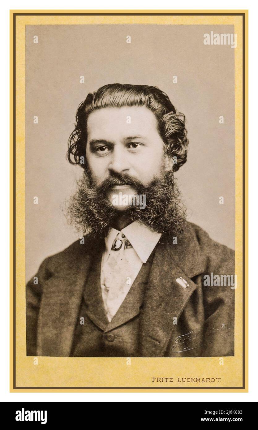 STRAUSS COMPOSER VIENNA Vintage Formal Potrait Johann Strauss II by Fritz Luckhardt 1899 Johann Baptist Strauss II (25 October 1825 – 3 June 1899), also known as Johann Strauss Jr., the Younger, the Son (German: Sohn), was an Austrian composer of light music, particularly dance music and operettas. He composed over 500 waltzes, polkas, quadrilles, and other types of dance music, as well as several operettas and a ballet. In his lifetime, he was known as 'The Waltz King', and was largely responsible for the popularity of the waltz in Vienna during the 19th century. Stock Photo