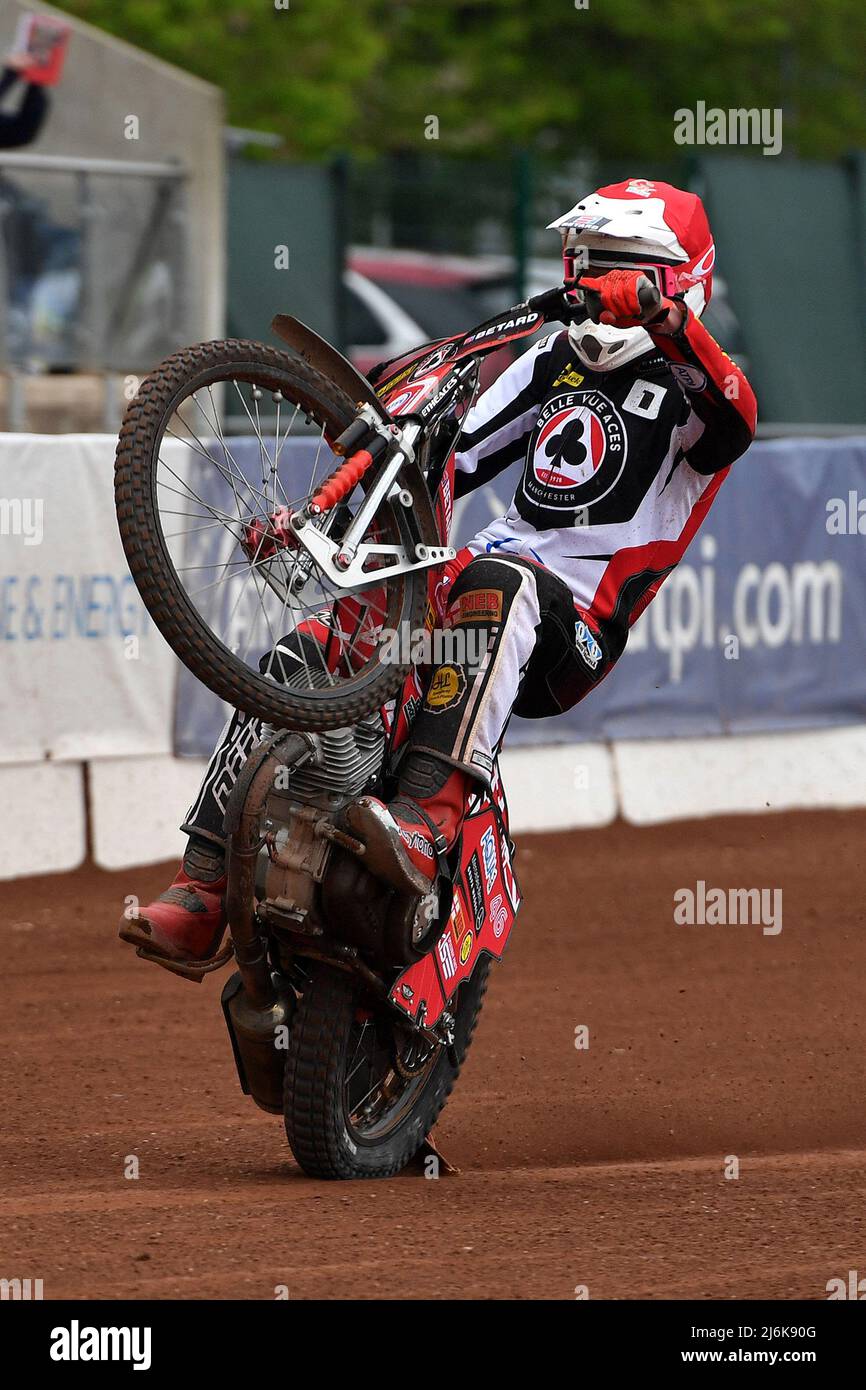 MANCHESTER, UK. MAY 2ND Max Fricke of Belle Vue ‘ATPI’ Aces during the SGB Premiership match between Belle Vue Aces and Peterborough at the National Speedway Stadium, Manchester on Monday 2nd May 2022. (Credit: Eddie Garvey | MI News) Stock Photo