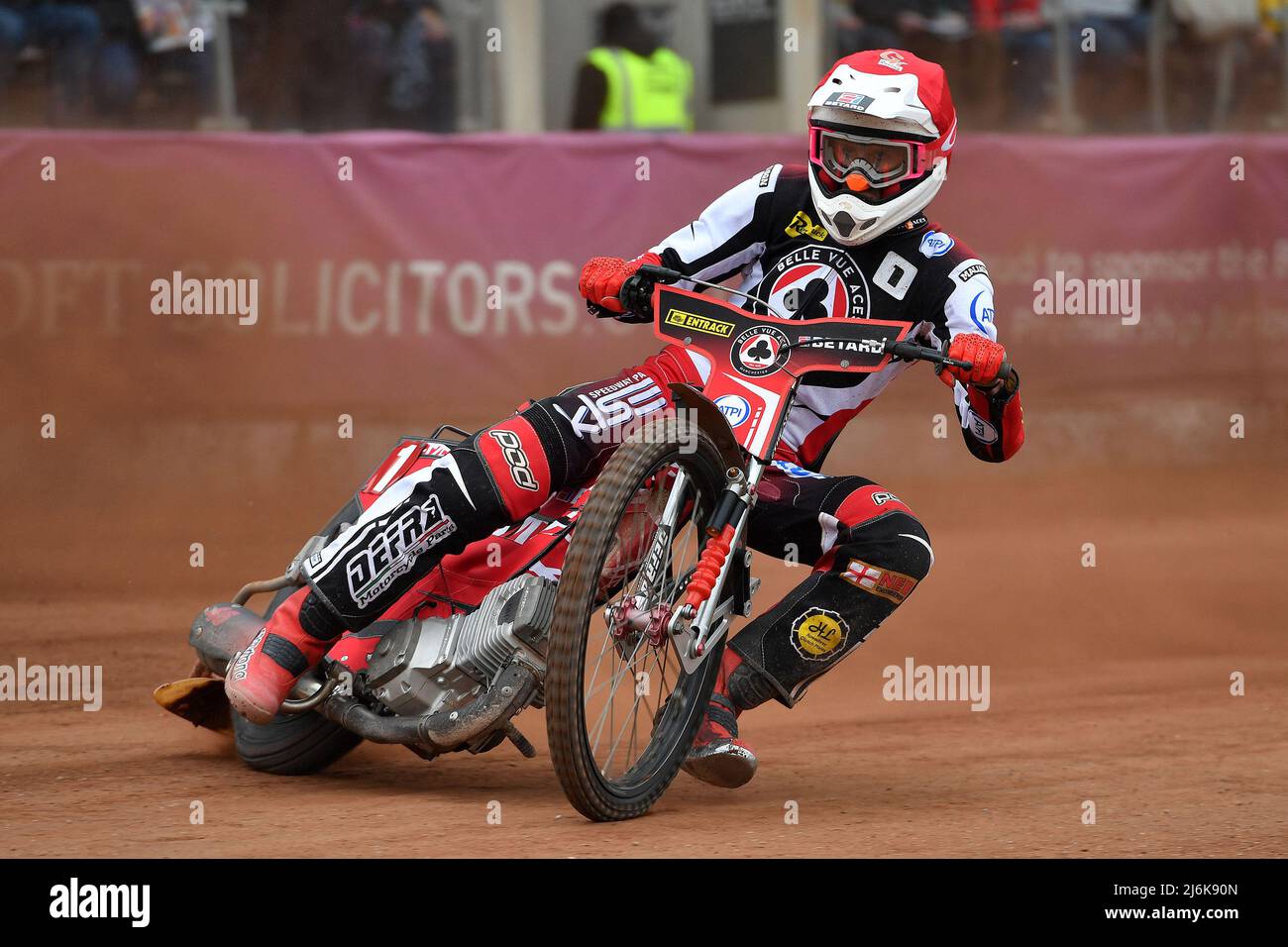 MANCHESTER, UK. MAY 2ND Max Fricke of Belle Vue ‘ATPI’ Aces during the SGB Premiership match between Belle Vue Aces and Peterborough at the National Speedway Stadium, Manchester on Monday 2nd May 2022. (Credit: Eddie Garvey | MI News) Stock Photo