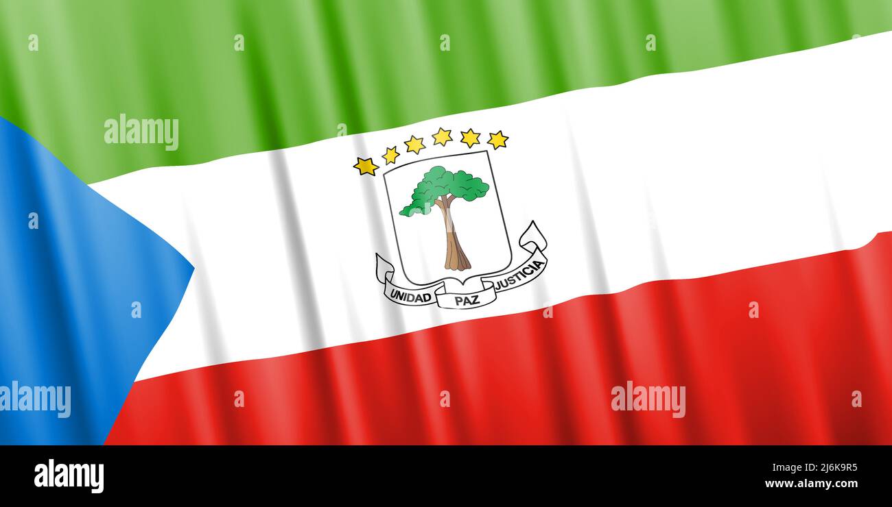 Wavy vector flag of Equatorial Guinea Stock Vector