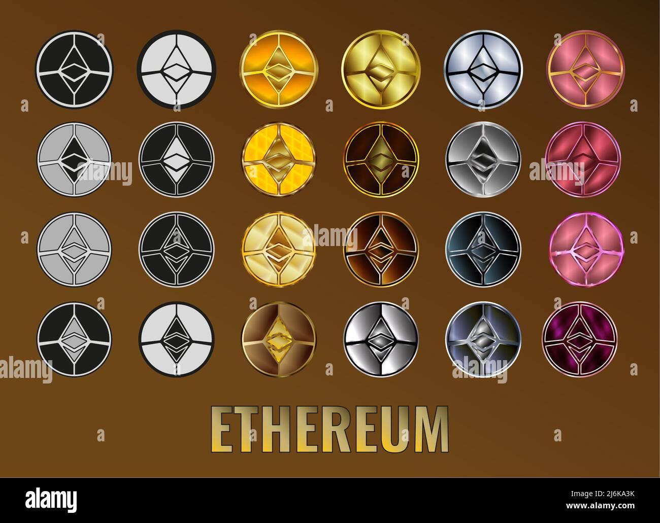 Set Cryptocurrency Ethereum ETH coin icon. Digital currency. Altcoin  symbol. Secure cryptocurrency based on blockchain Stock Photo - Alamy