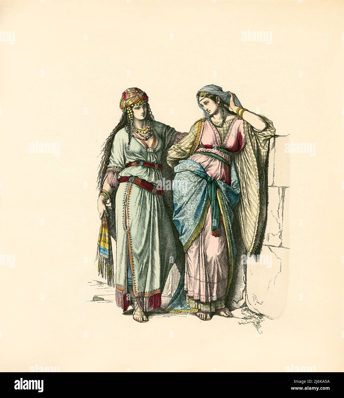 Jewish Noblewomen, Ancient Judah, Illustration, The History of Costume, Braun & Schneider, Munich, Germany, 1861-1880 Stock Photo