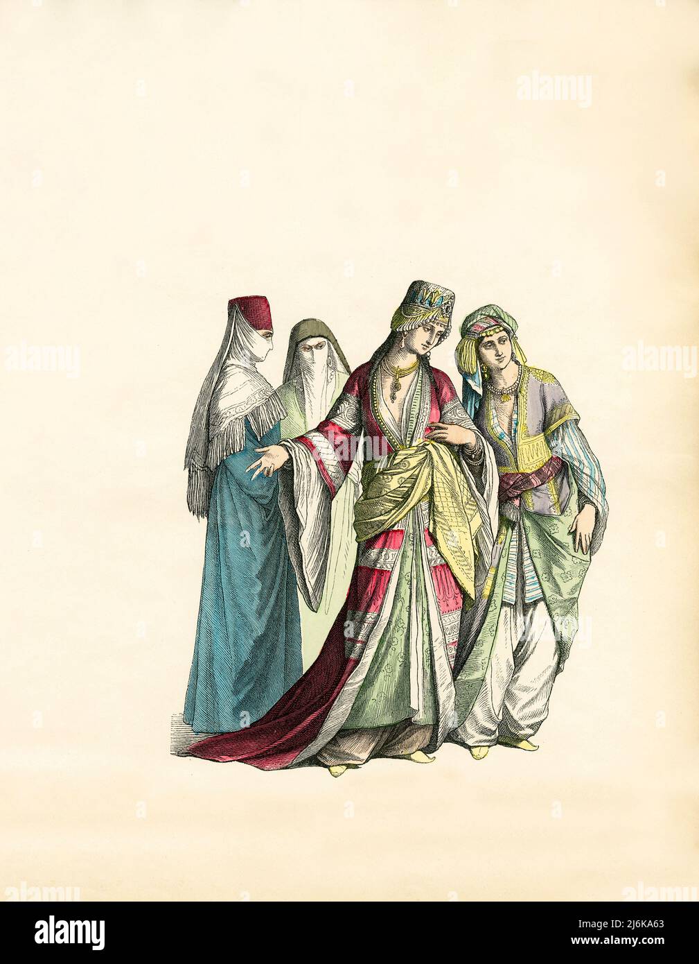 Turkish Women, Illustration, The History of Costume, Braun & Schneider, Munich, Germany, 1861-1880 Stock Photo