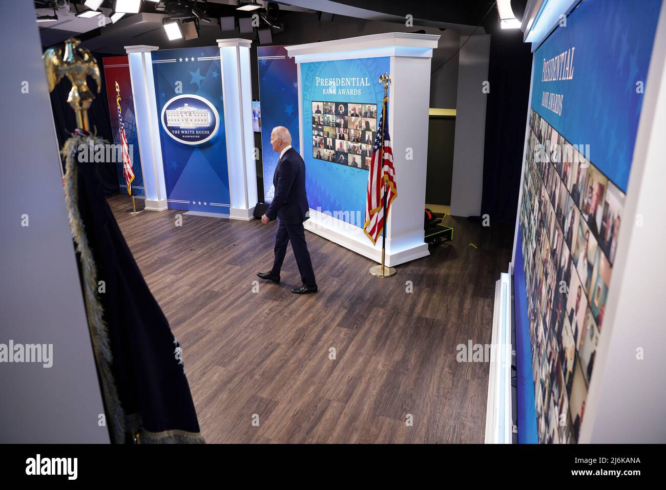 U.S. President Joe Biden arrives to present the Presidential Rank