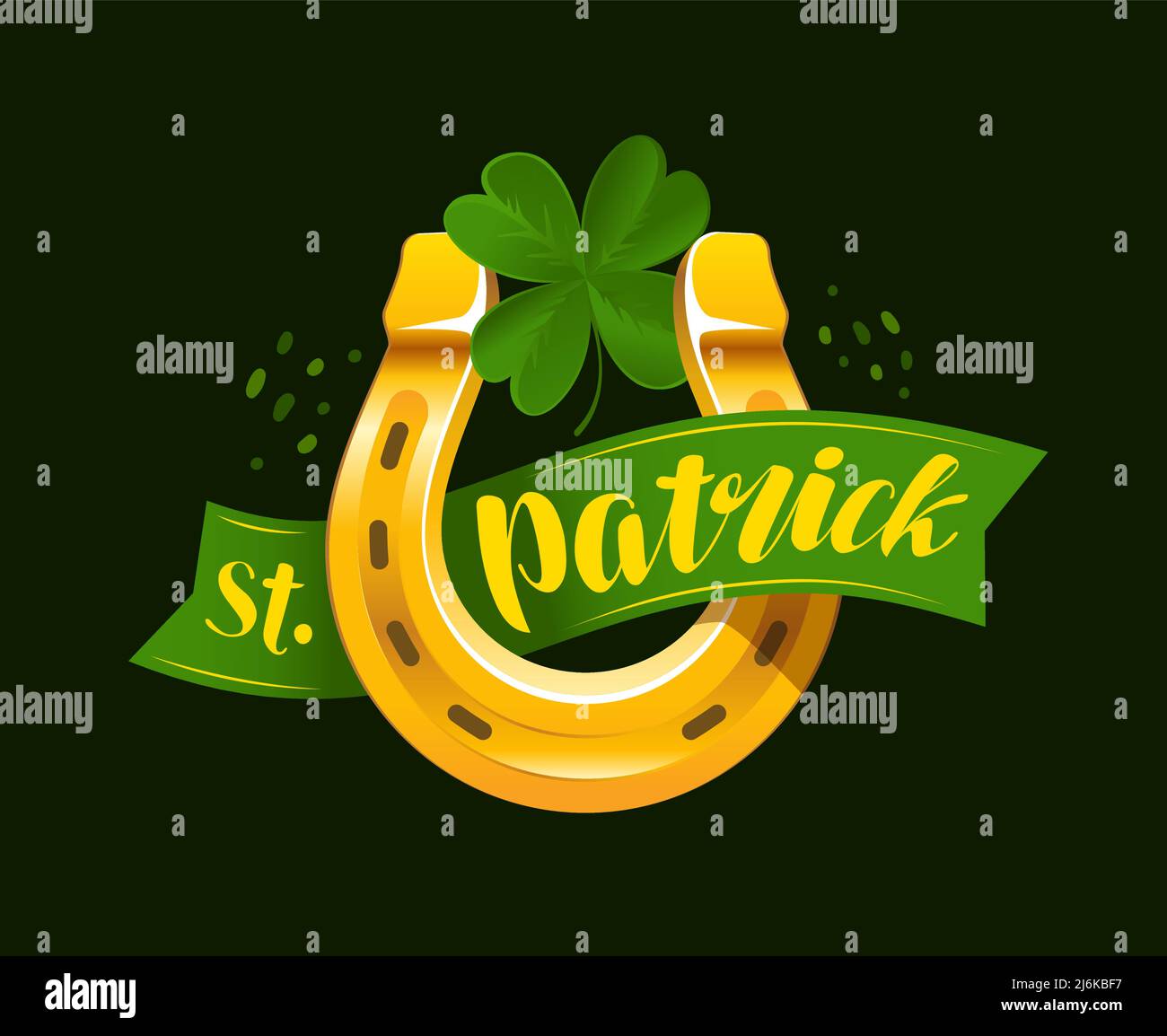 Vector illustration of St. Patrick's Day. Horseshoe with clover symbol