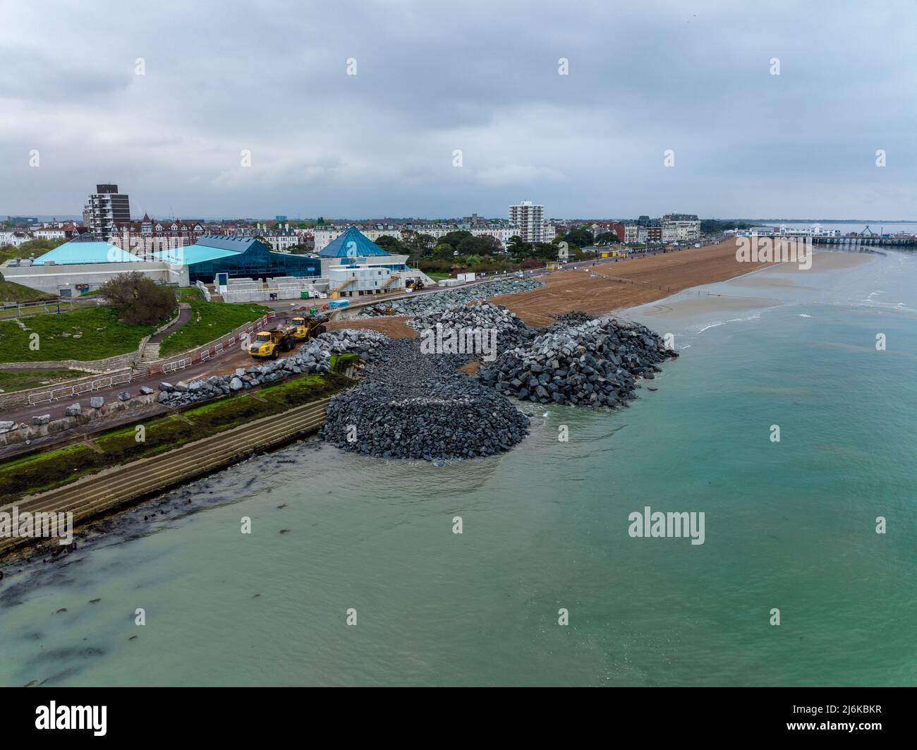 The Southsea Coastal Scheme is the UK's largest local authority-led coastal defences project, worth more than £100M. It will stretch for 4.5km. Stock Photo