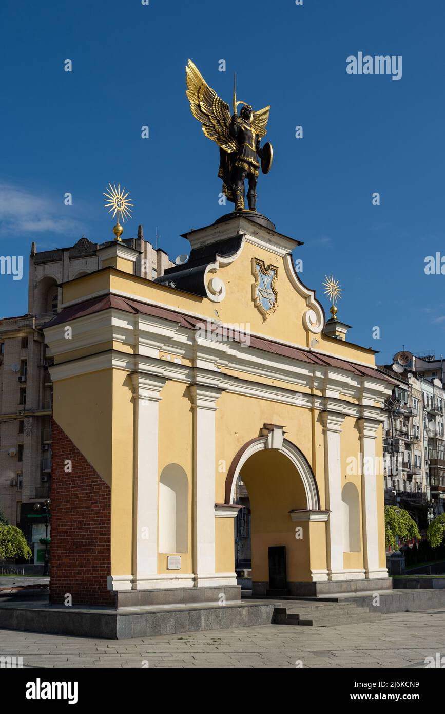 Lyadsky gate with monument to Archangel Michael springtime Stock Photo