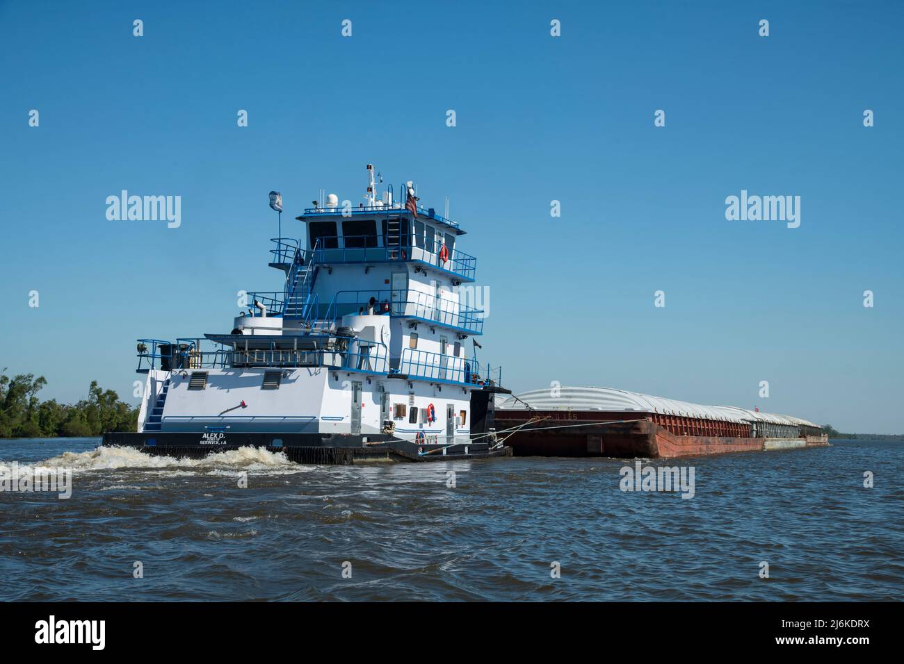 USA, South, Louisiana, Houma, Intercoastal Waterway, barge Stock Photo