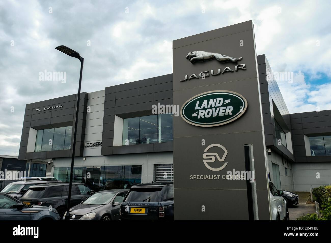 London- Land Rover car showroom in West London,  a British multinational automotive company. Stock Photo