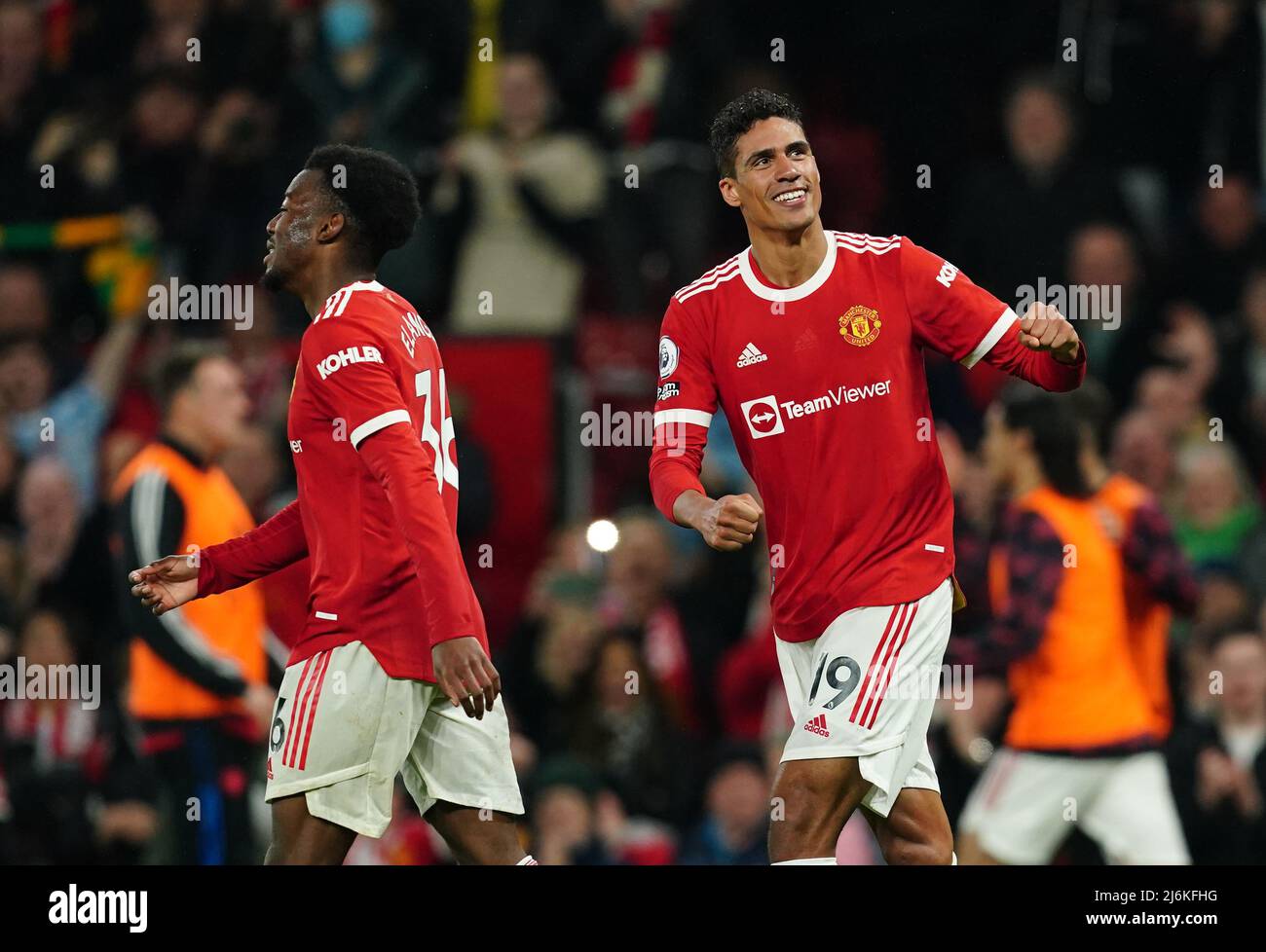Manchester United's Raphael Varane celebrates scoring their side's ...